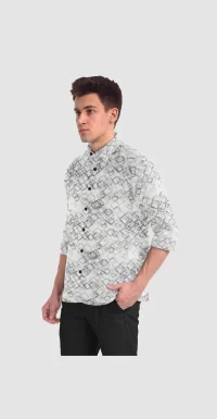 italian dob fabric gray printed shirt casual shirt