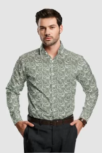 italian dob fabric green printed shirt casual shirt
