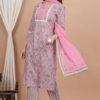 Ethnic Dress Floral Print Kurta, Trouser Dusty pink color set