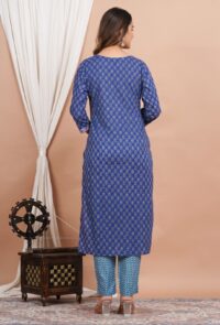 Ethnic Dress Floral Print Kurta, Trouser Dusky blue color set