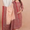 Ethnic Dress Floral Print Kurta, Trouser Valentine Red color set