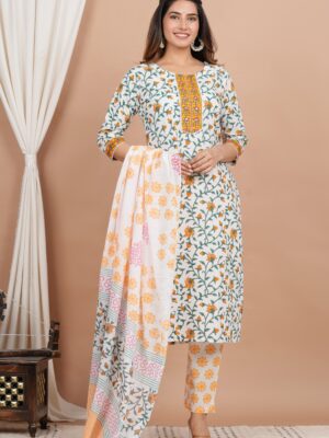 Ethnic Dress Floral Print Kurta, Trouser Multi color